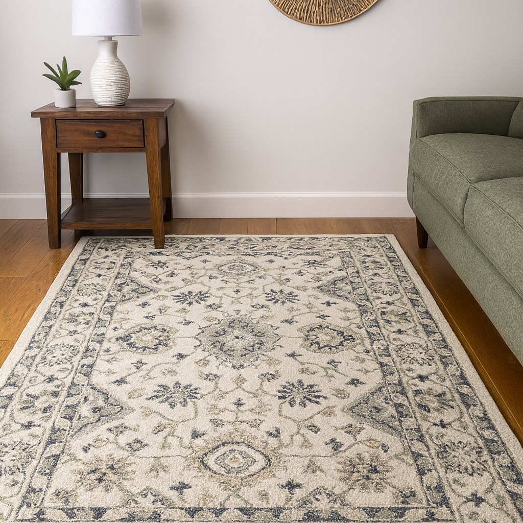 Elegant Bohemian Hand-Tufted Wool and Cotton Living Room Rug