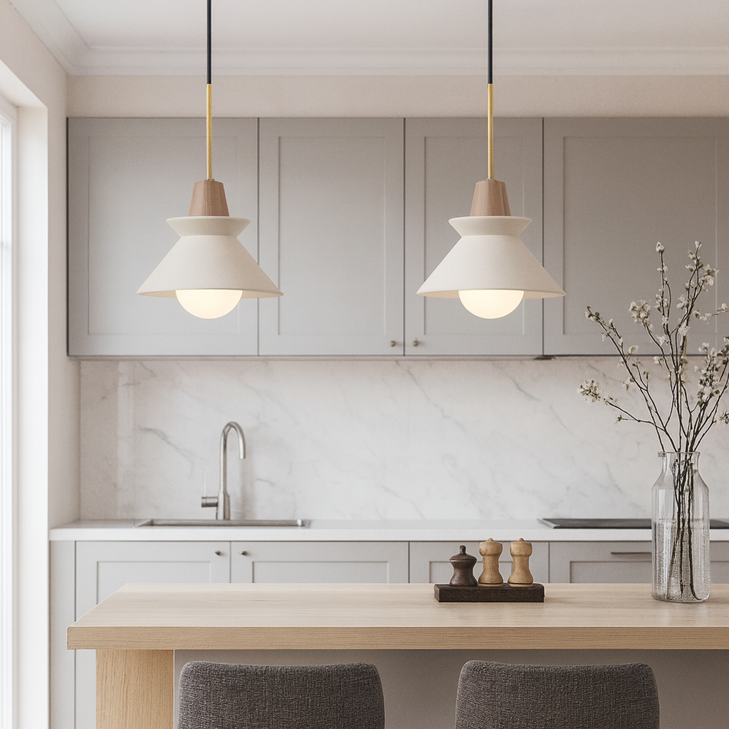 Modern Pendant Light with White Cement Shade