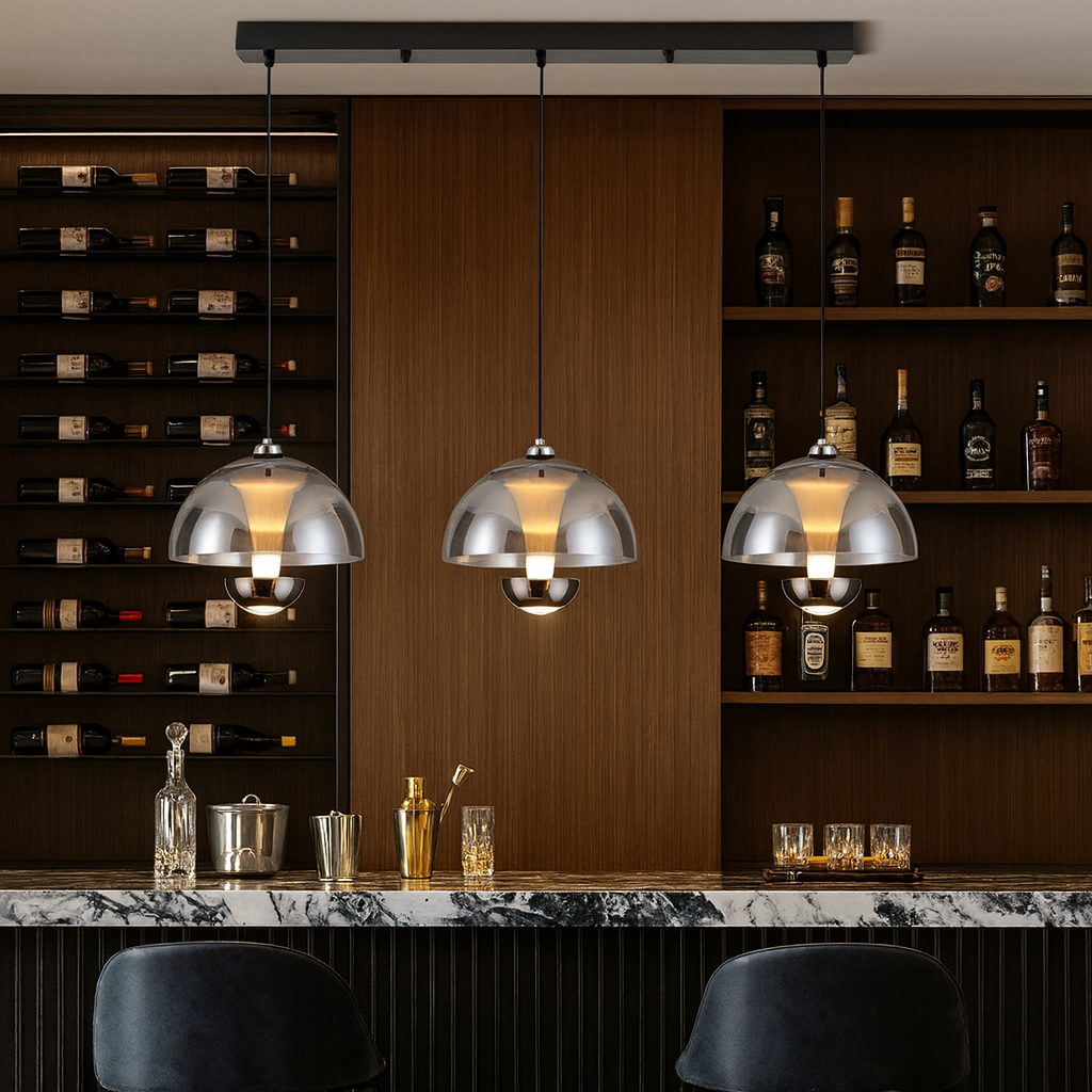 Modern Glass Pendant Light with Adjustable Amber Shades