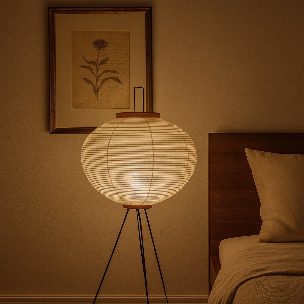 Minimalist Tripod Floor Lamp with Soft Paper Shade