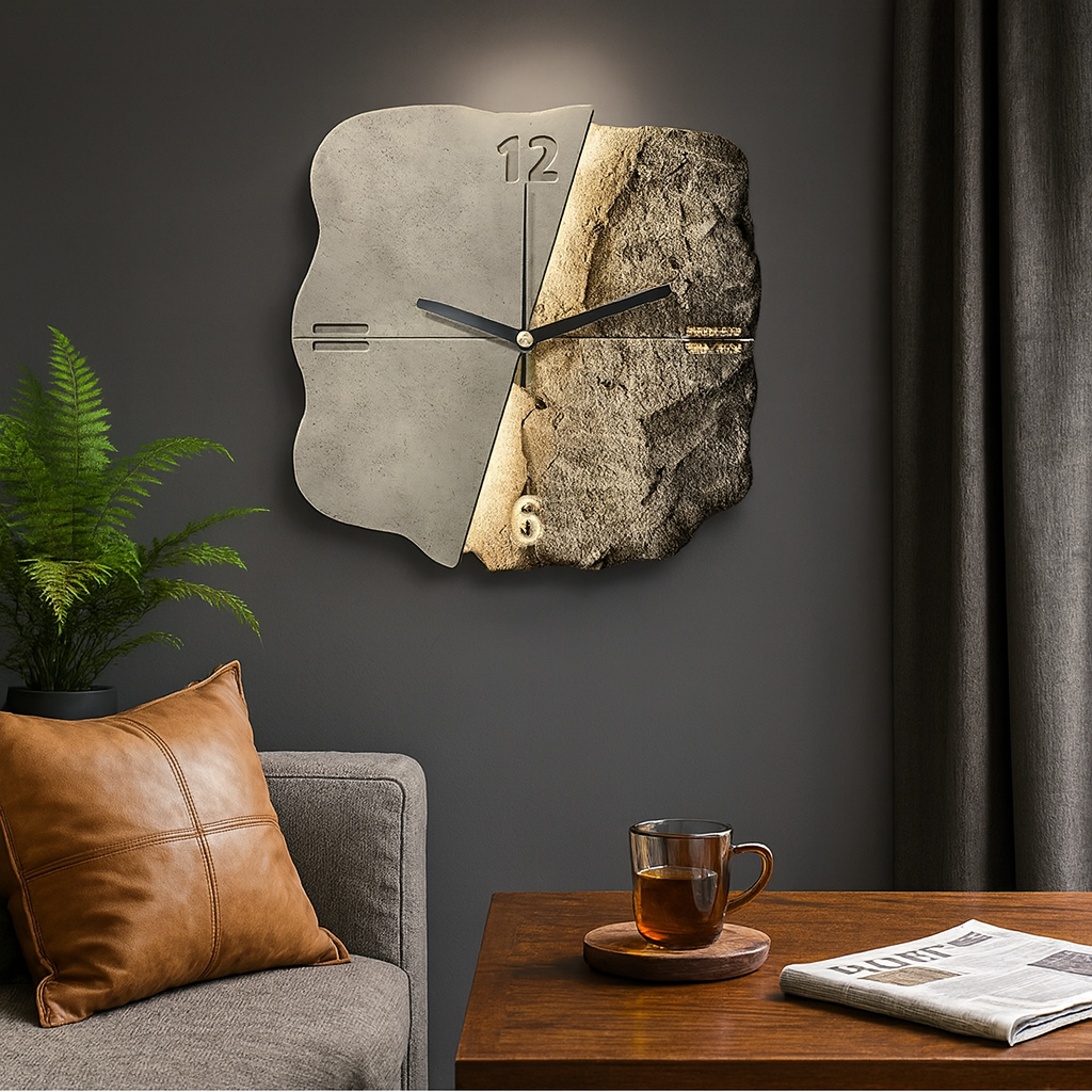 Large Modern 3D Sandstone Wall Clock