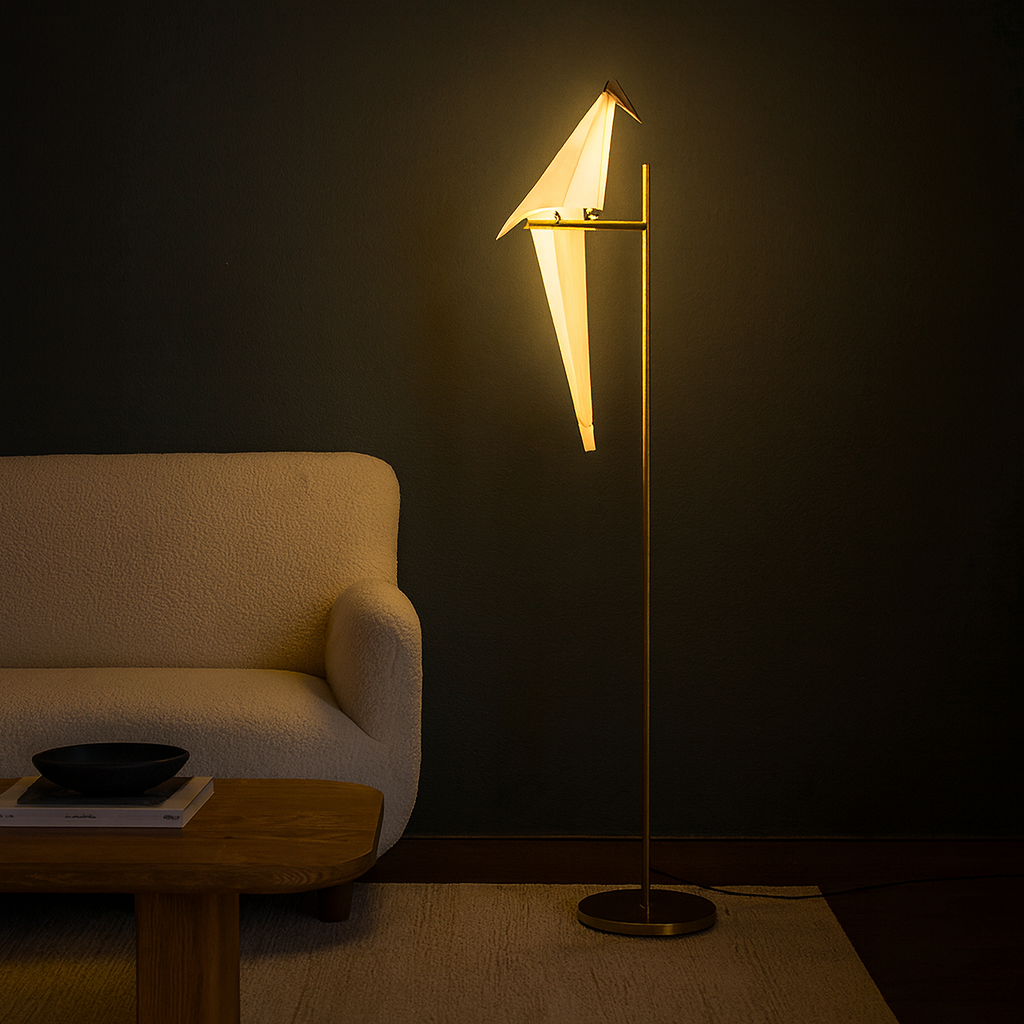 Modern Unique Gold Bird Table Lamp with LED Lighting