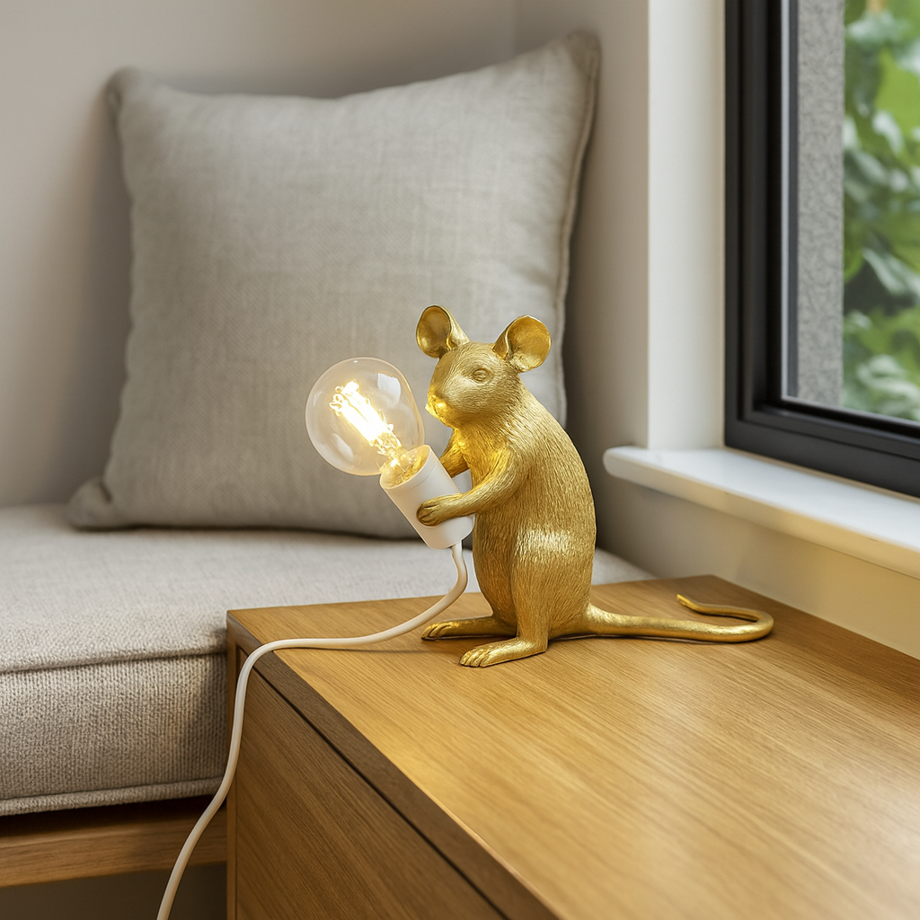 Playful Nightstand LED Resin Mouse Table Lamp