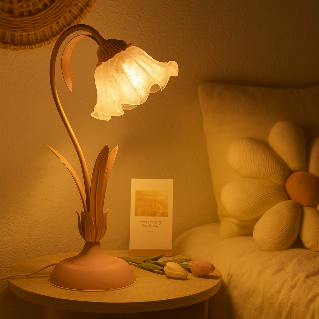 Elegant Vintage Floral Table Lamp with Adjustable Arm