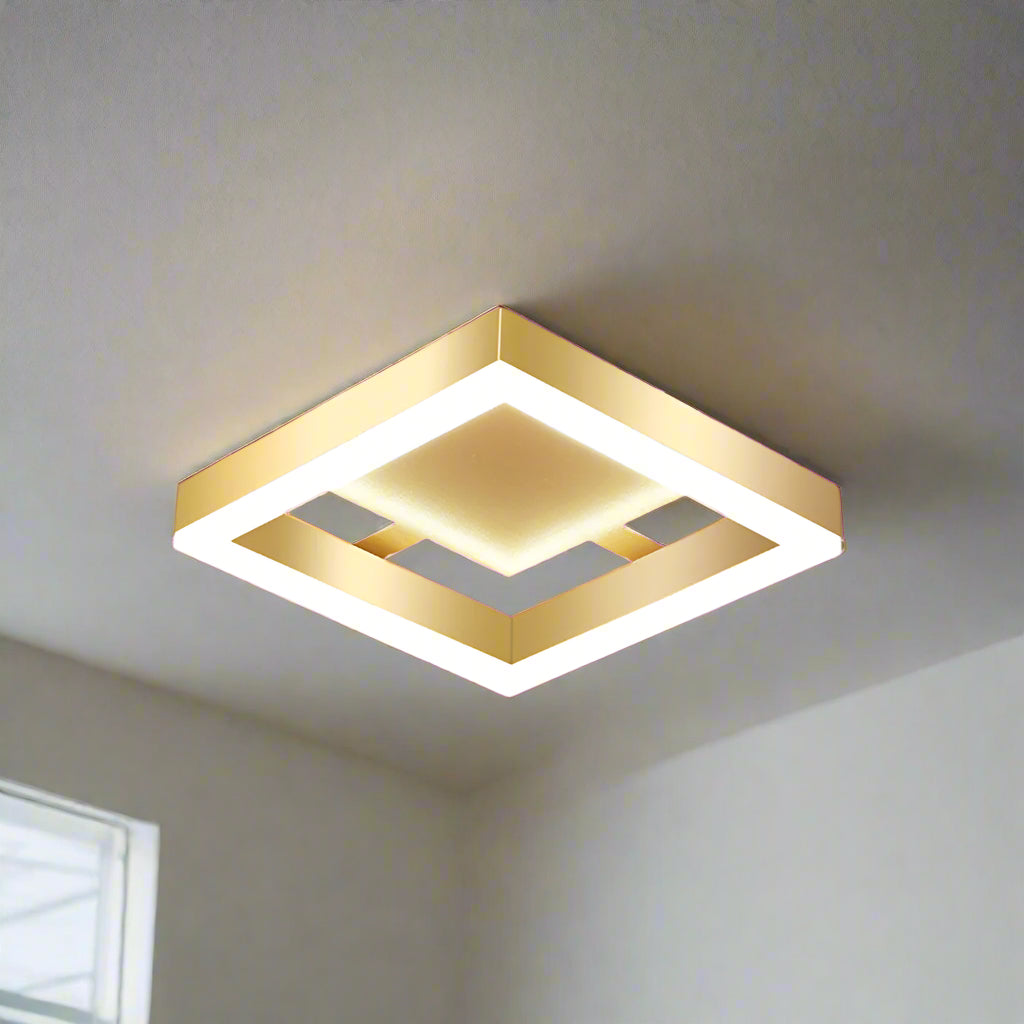 Contemporary Gold LED Flush Mount Ceiling Light Fixture for Living Rooms and Hallways – Energy Efficient Design 0