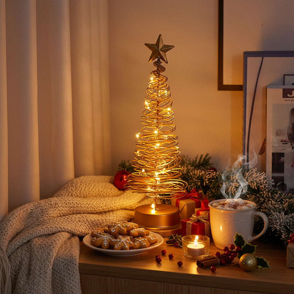 Elegant LED Table Lamp with Metal Tree Design - Battery Operated Cordless Bedside Lamp for Living Room 0