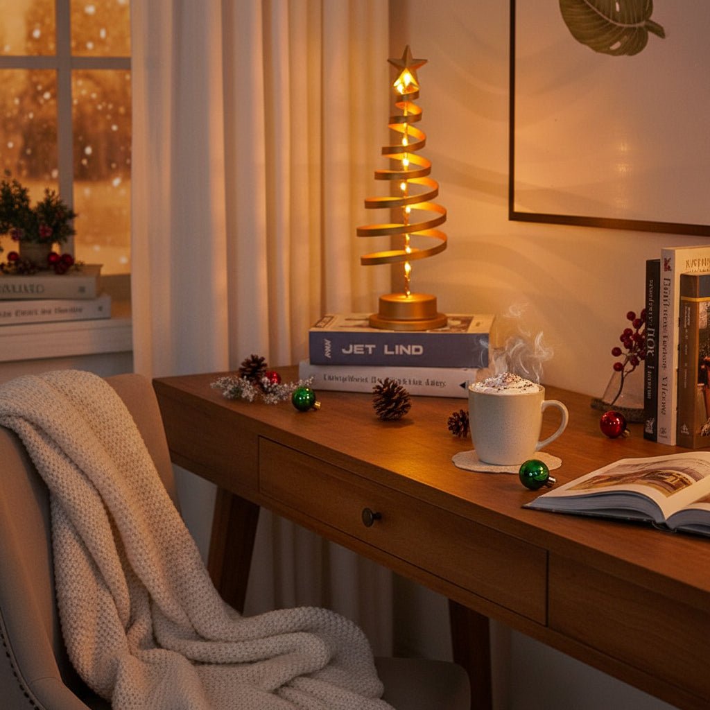 Elegant LED Table Lamp with Metal Tree Design - Battery Operated Cordless Bedside Lamp for Living Room 8