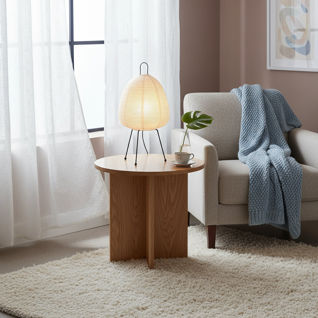 Elegant Tripod Table Lamp with Rice Paper Shade – Modern Bedside or Desk Lamp for Soft Ambient Lighting 2