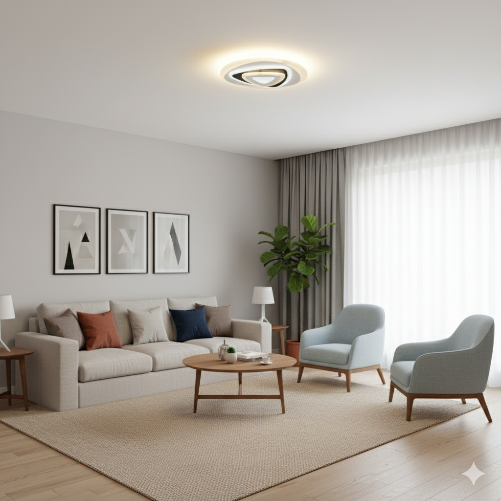 Modern LED Flush Mount Ceiling Light Fixture with Remote Control