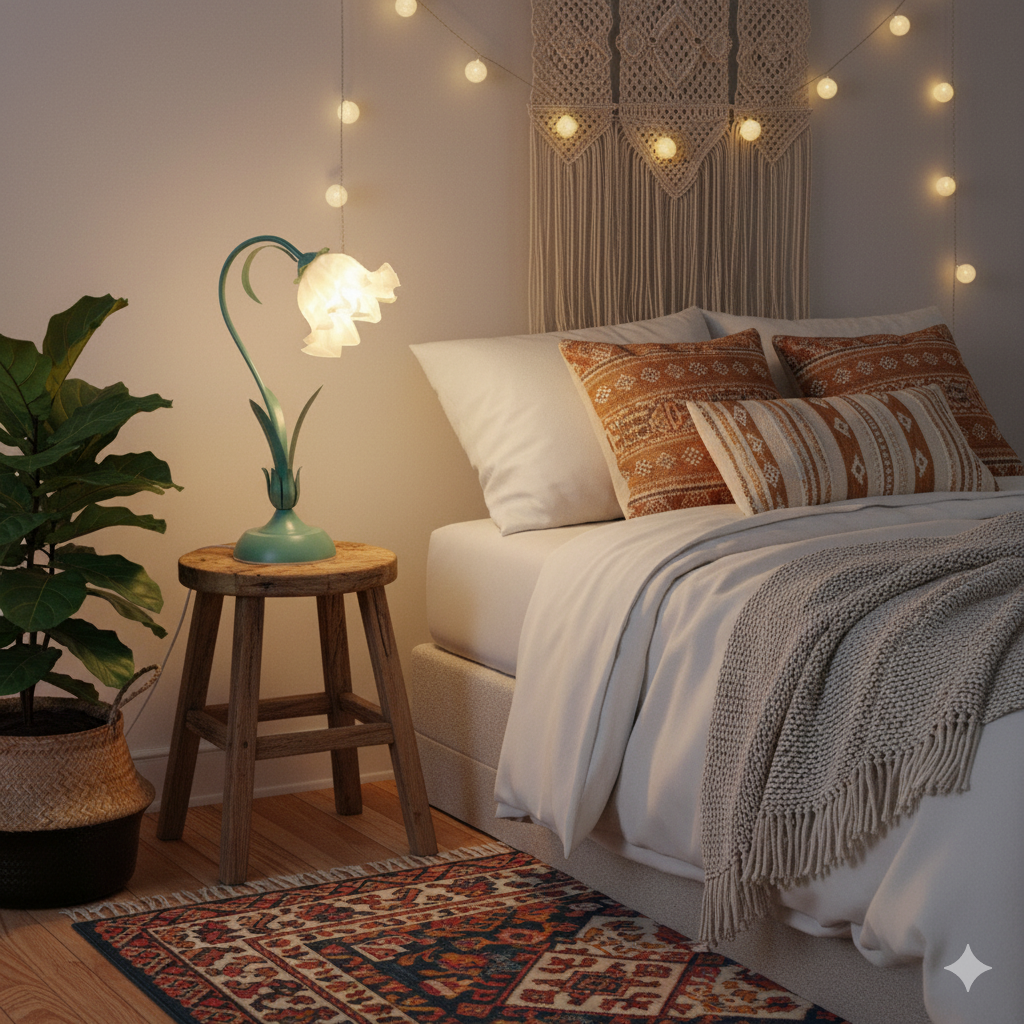 Elegant Vintage Floral Table Lamp with Adjustable Arm