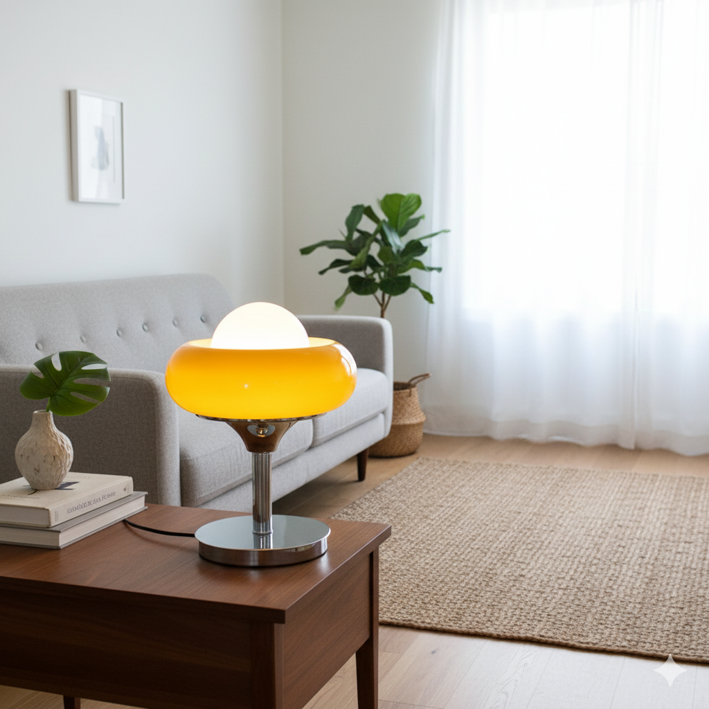 Retro Yellow Design Crystal Glass Table Lamp