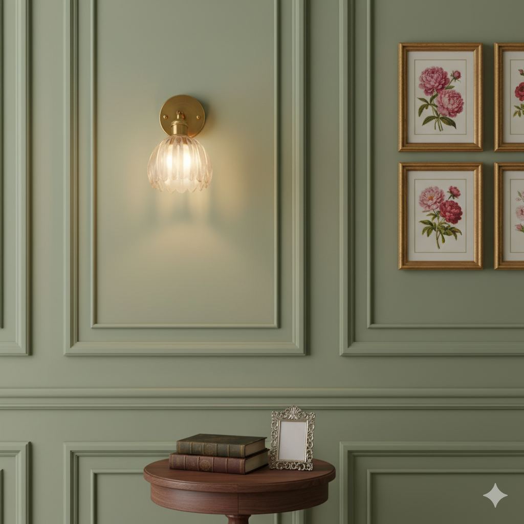 Vintage Floral Glass Wall Light Sconce