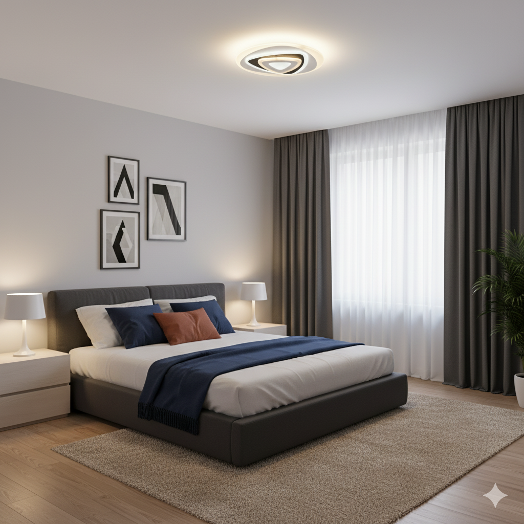 Modern LED Flush Mount Ceiling Light Fixture with Remote Control