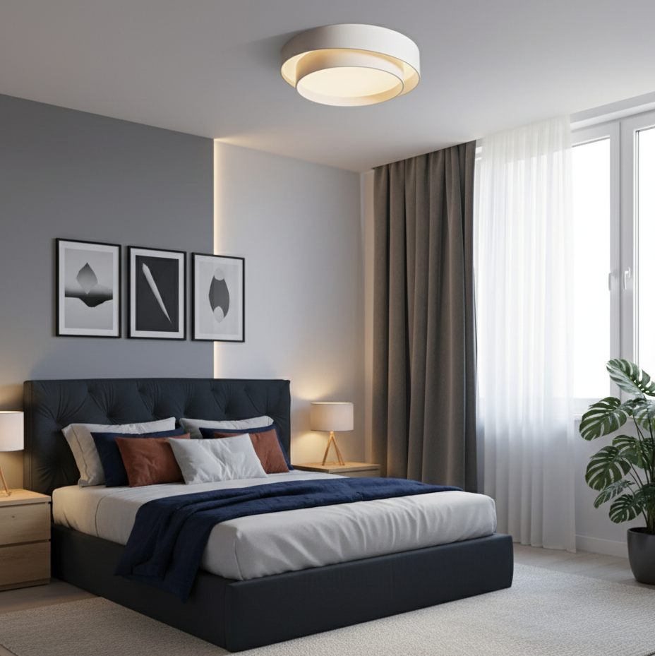 Modern White Metal Flush Mount Ceiling Light