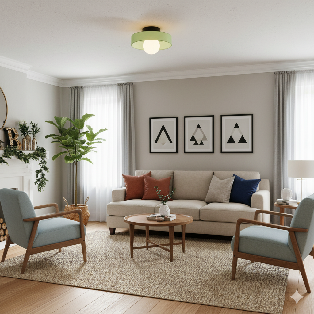 Modern Elegant Round Flush Mount Glass Ceiling Lamp