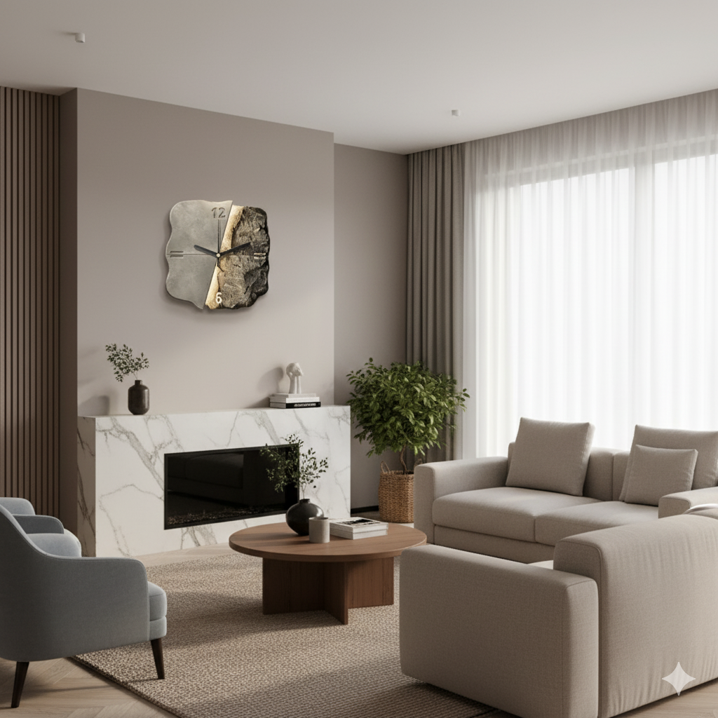 Large Modern 3D Sandstone Wall Clock