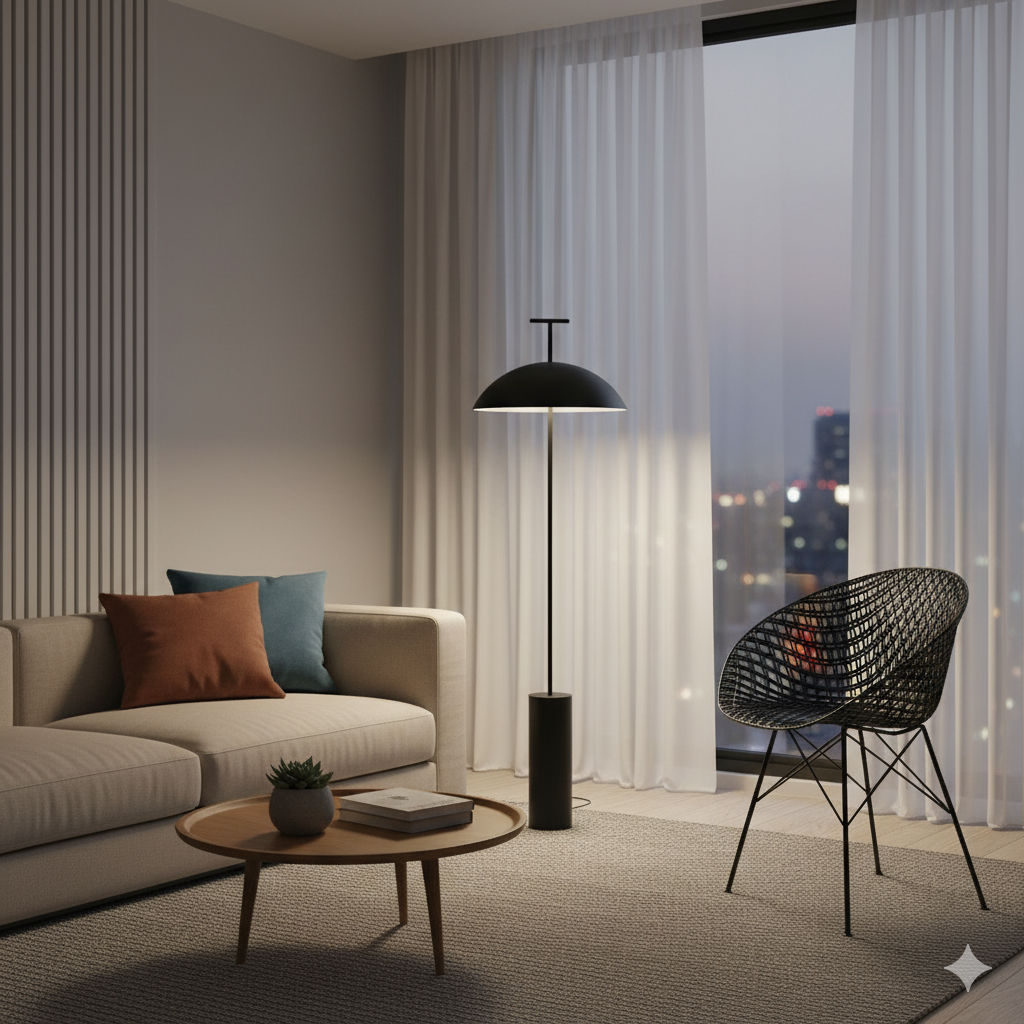 Modern Wood Floor Lamp with Fabric Shade