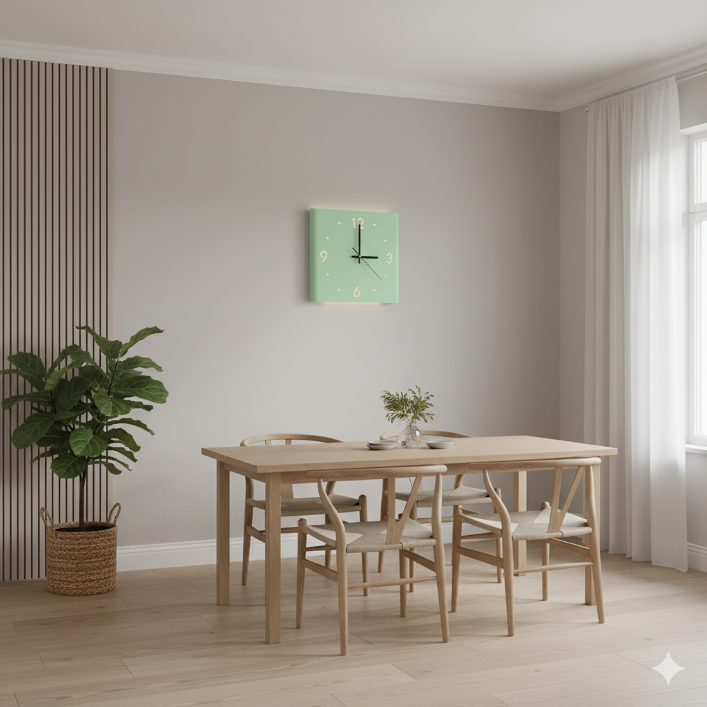 Modern LED Wall Clock with Silent Quartz Movement and Warm Backlight