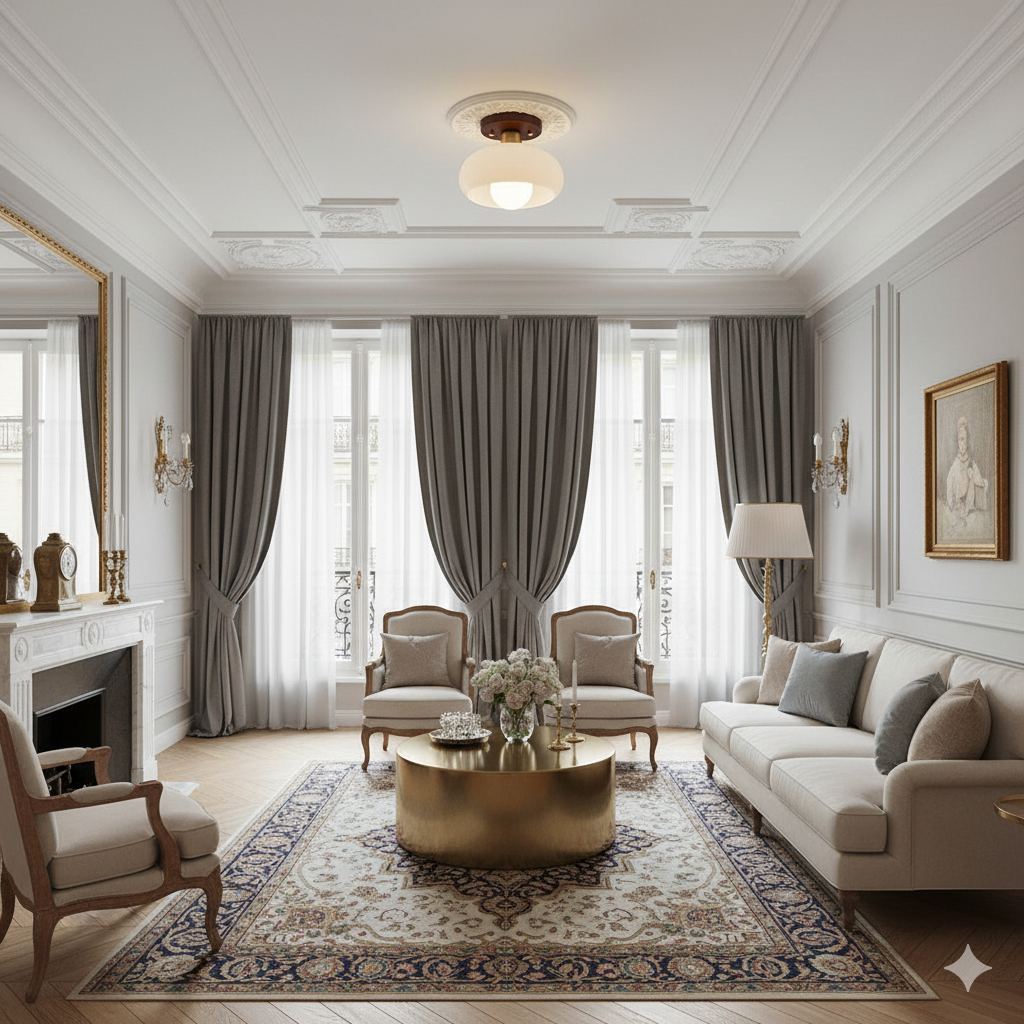 Elegant Glass Shade Flush Mount Ceiling Light Fixture