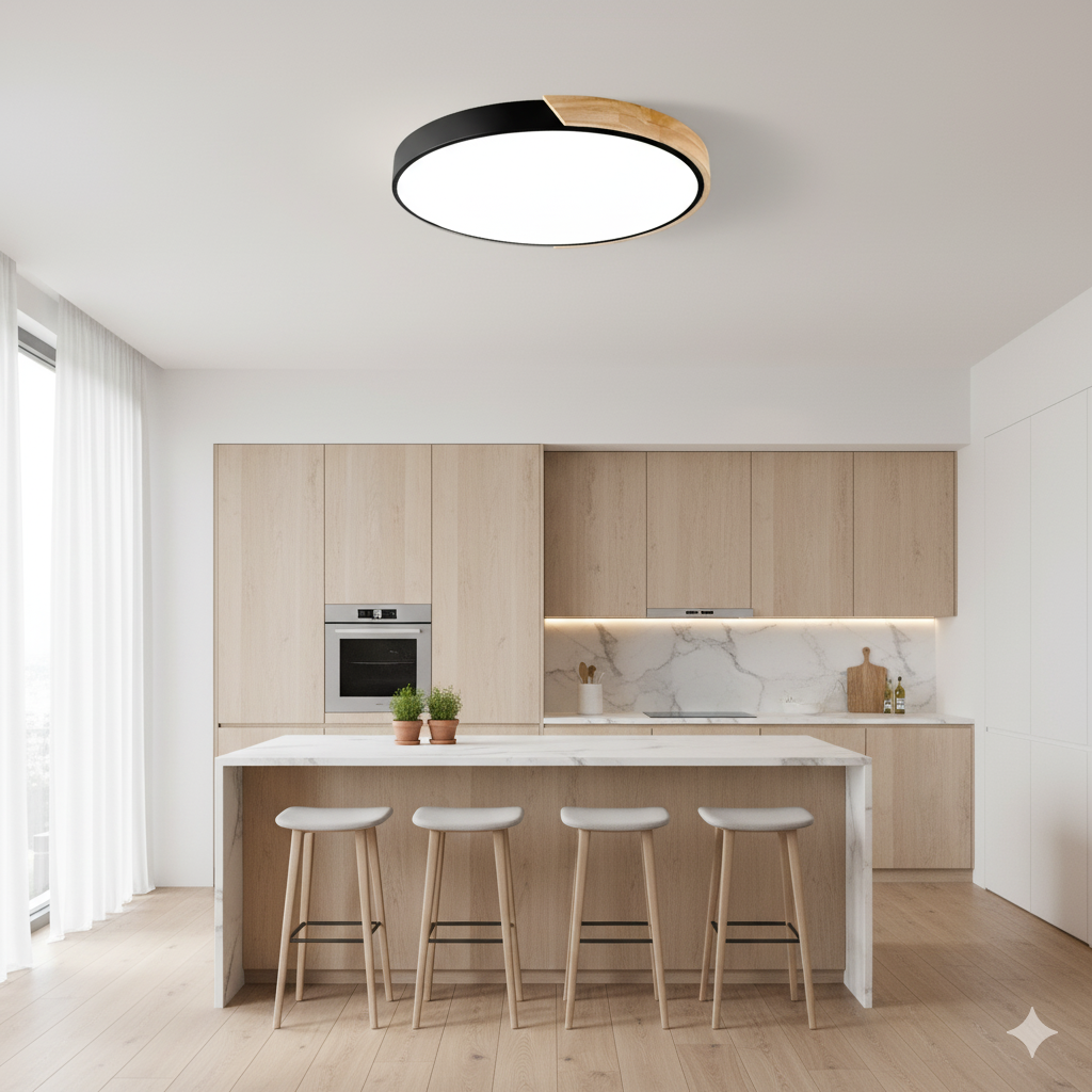 Modern Wood Flush Mount LED Ceiling Light