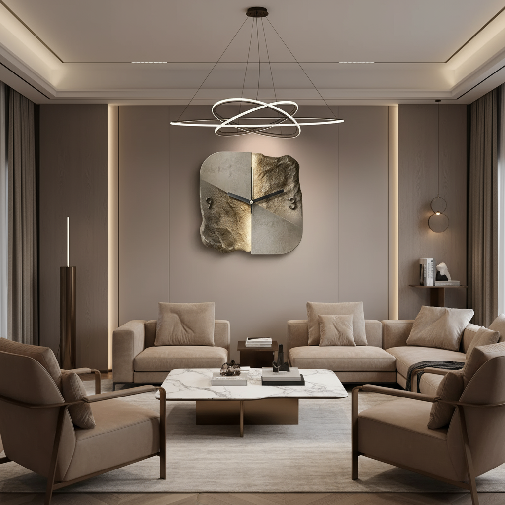 Large Modern 3D Sandstone Wall Clock