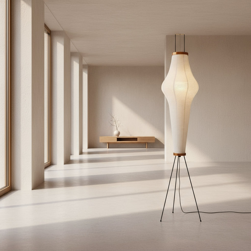 Minimalist Tripod Floor Lamp with Soft Paper Shade