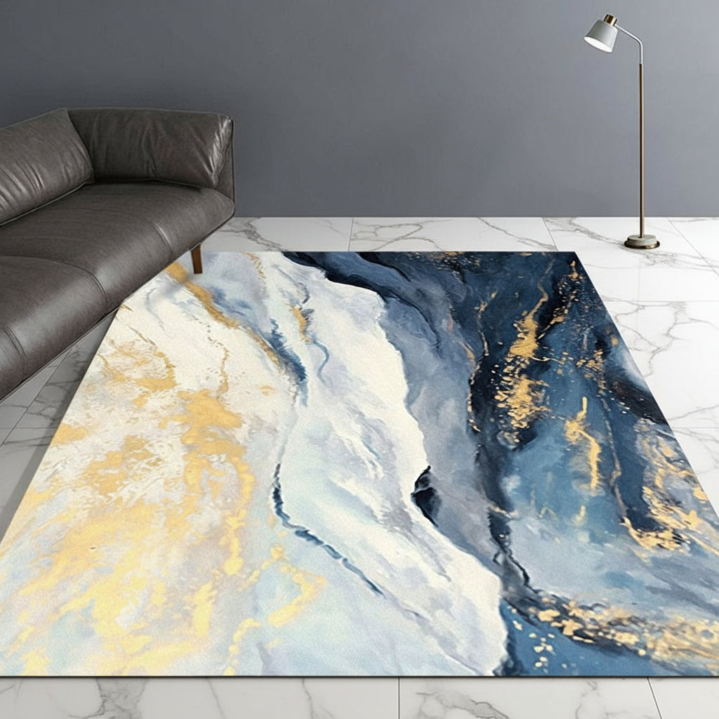 Modern Washable Polyester Abstract Area Rug