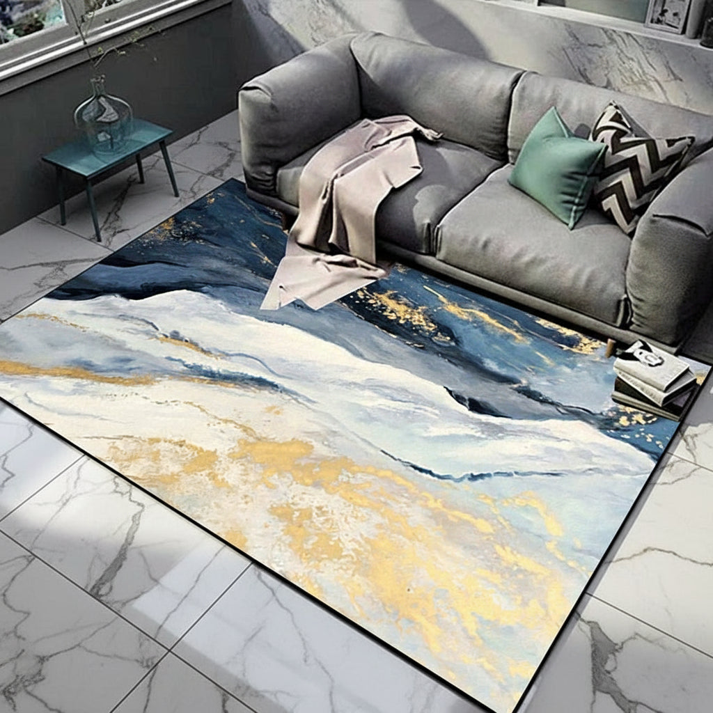 Modern Washable Polyester Abstract Area Rug