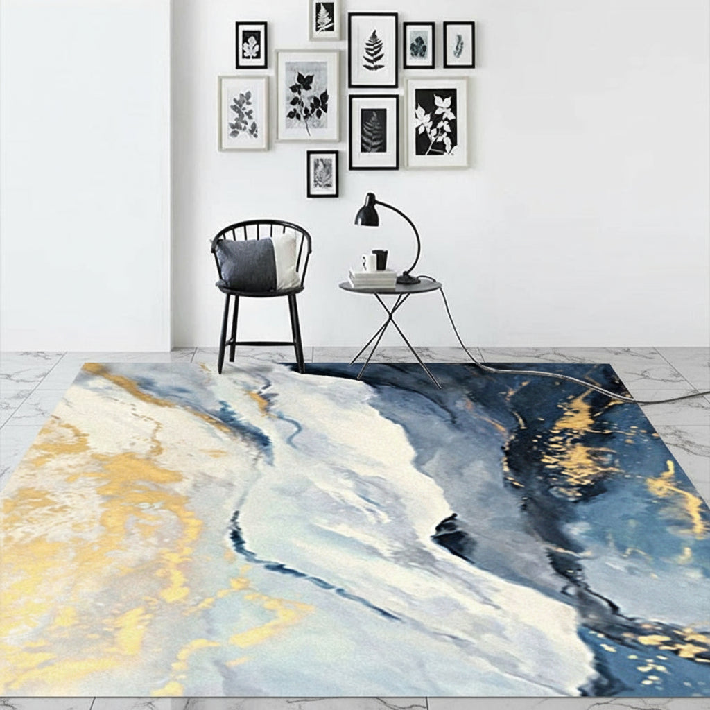 Modern Washable Polyester Abstract Area Rug
