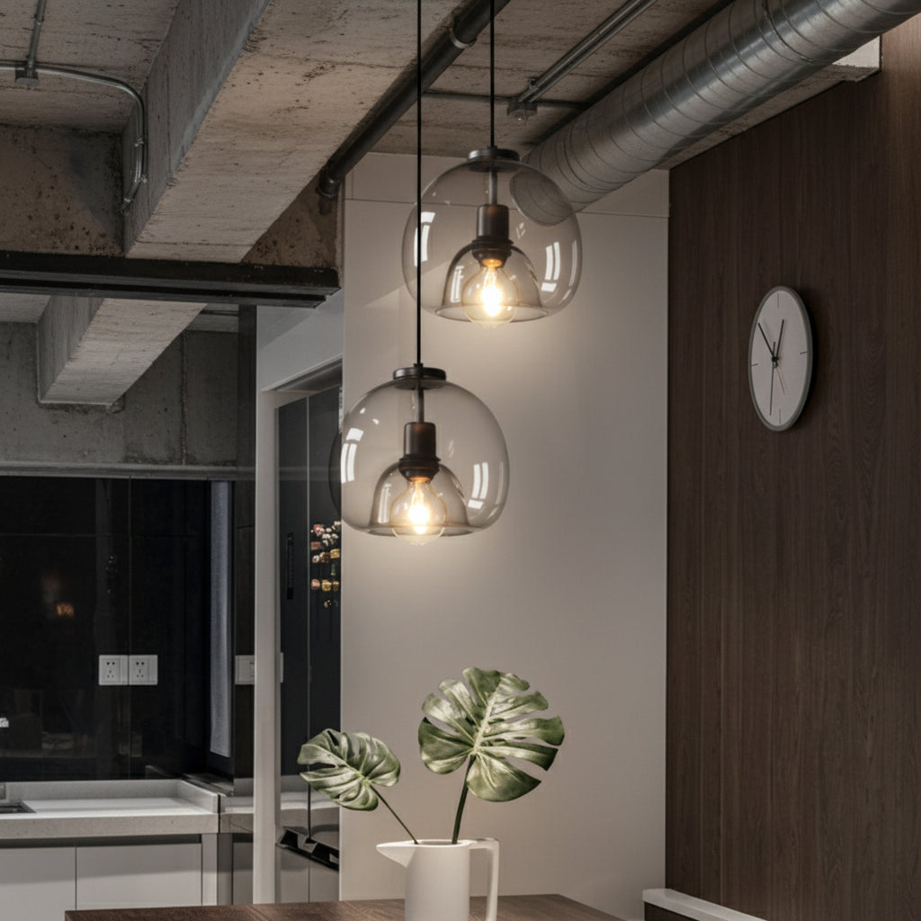 Modern Black Glass Pendant Light Fixture