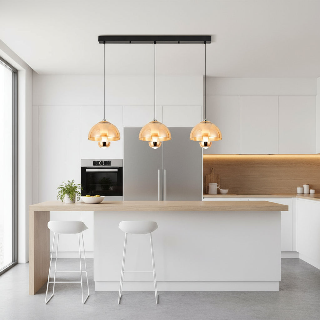 Modern Glass Pendant Light with Adjustable Amber Shades