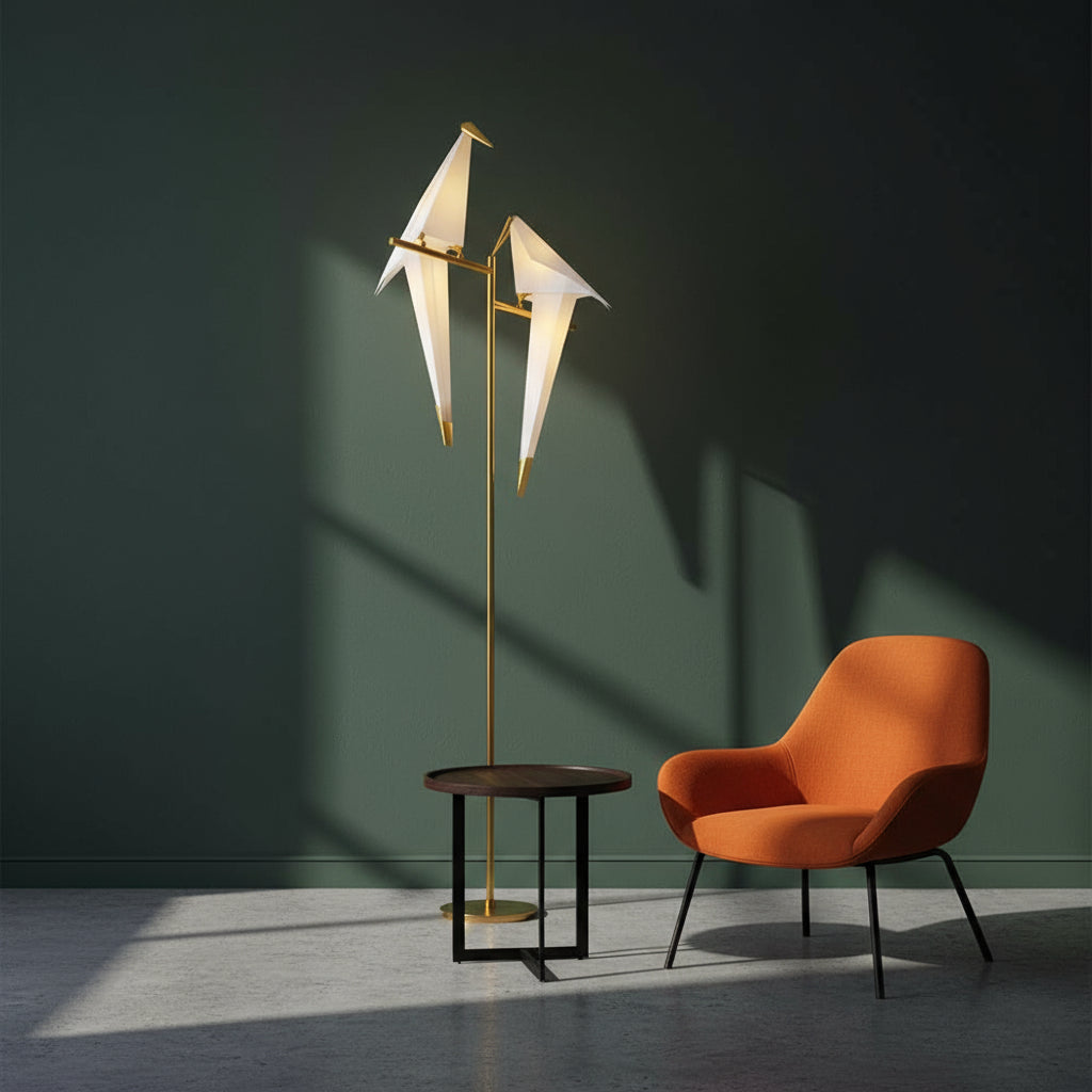 Modern Unique Gold Bird Table Lamp with LED Lighting