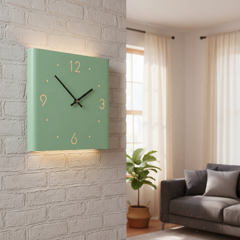 Modern LED Wall Clock with Silent Quartz Movement and Warm Backlight