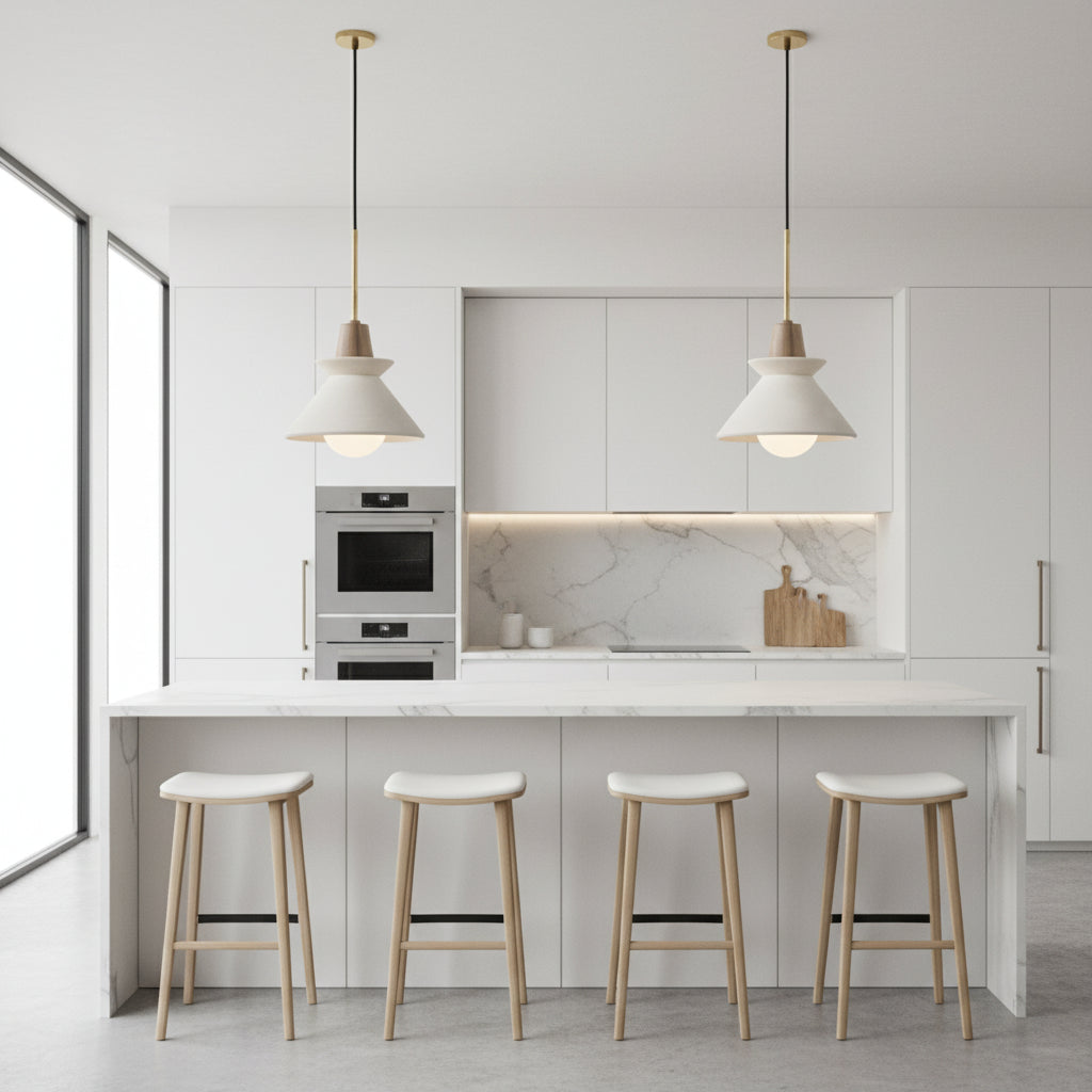 Modern Pendant Light with White Cement Shade