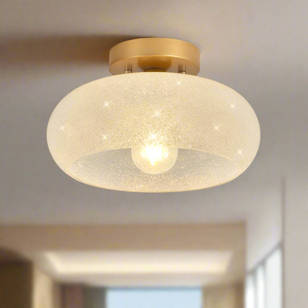 Modern Semi Flush Ceiling Light Fixture with Round Glass Shade – Elegant Indoor Lighting 1
