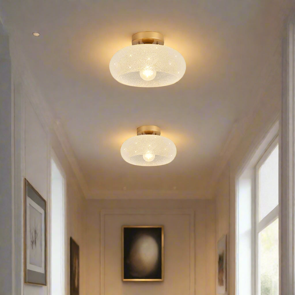 Modern Semi Flush Ceiling Light Fixture with Round Glass Shade – Elegant Indoor Lighting 6