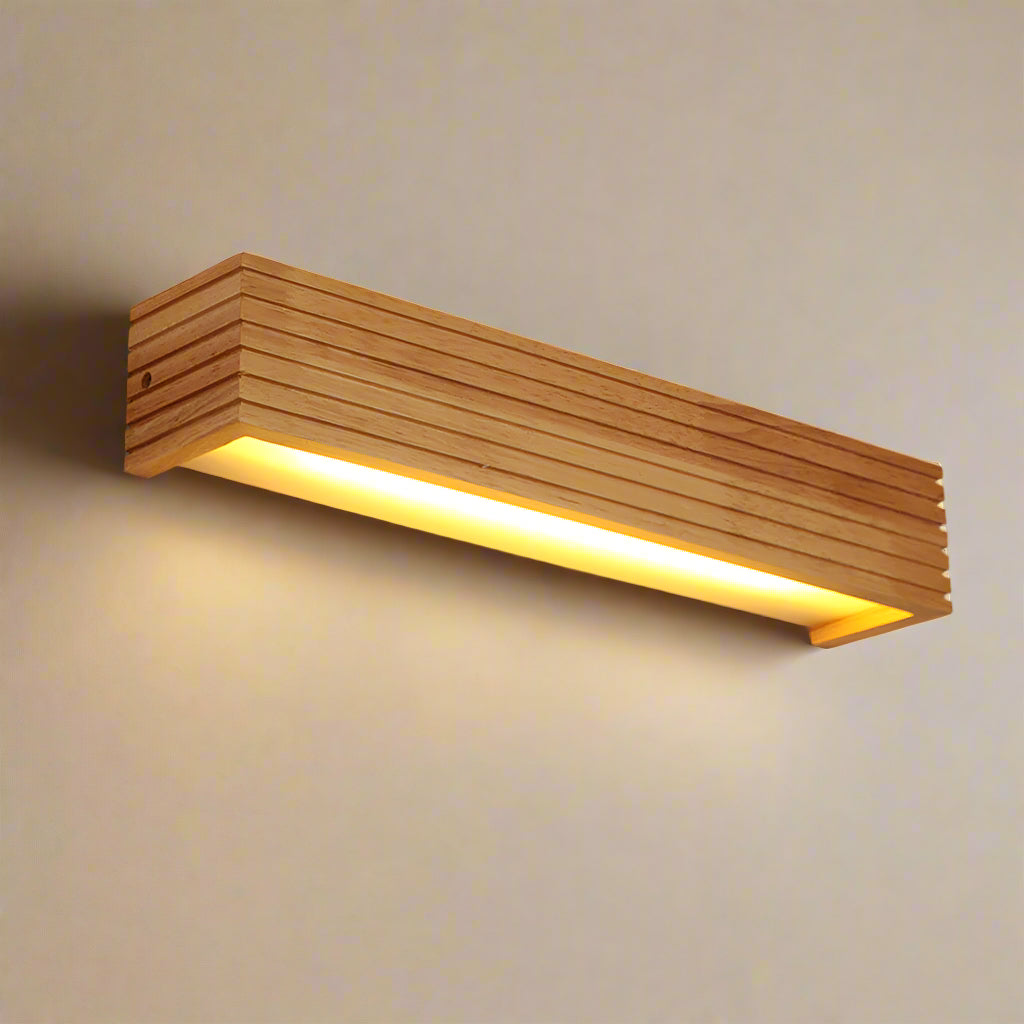 Modern Wooden LED Wall Light Fixture – Energy-Efficient Hardwired Wall Lamp for Home Interiors 0