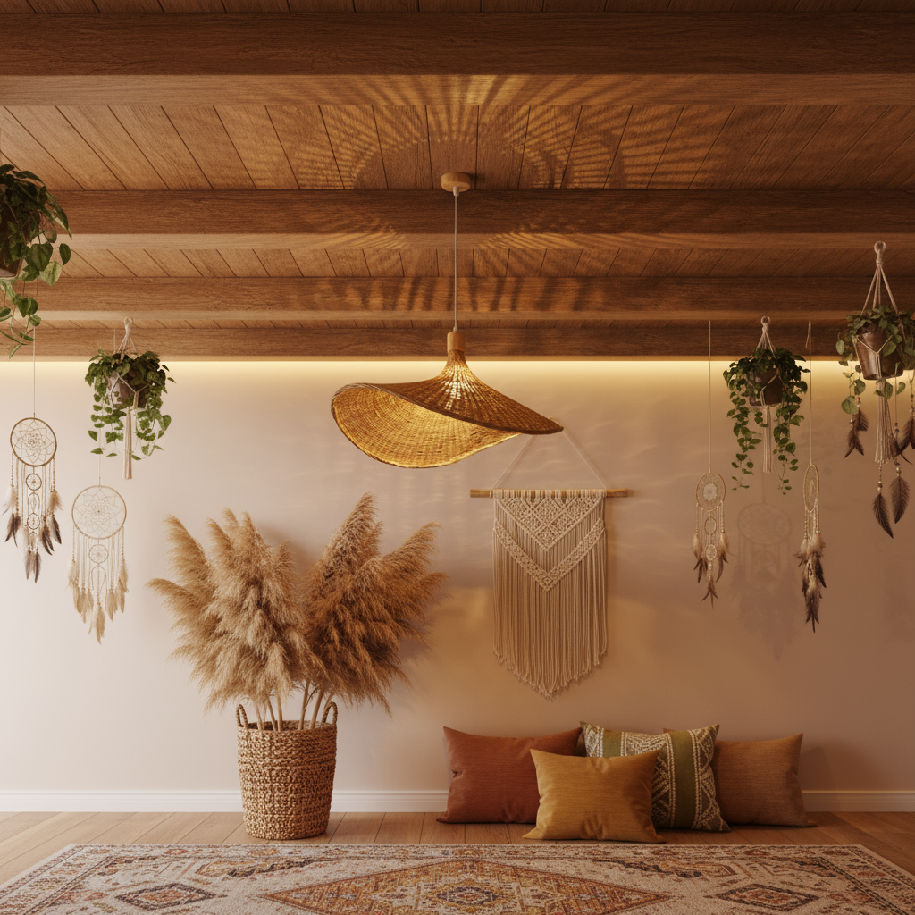 Natural Rustic Rattan Pendant Light