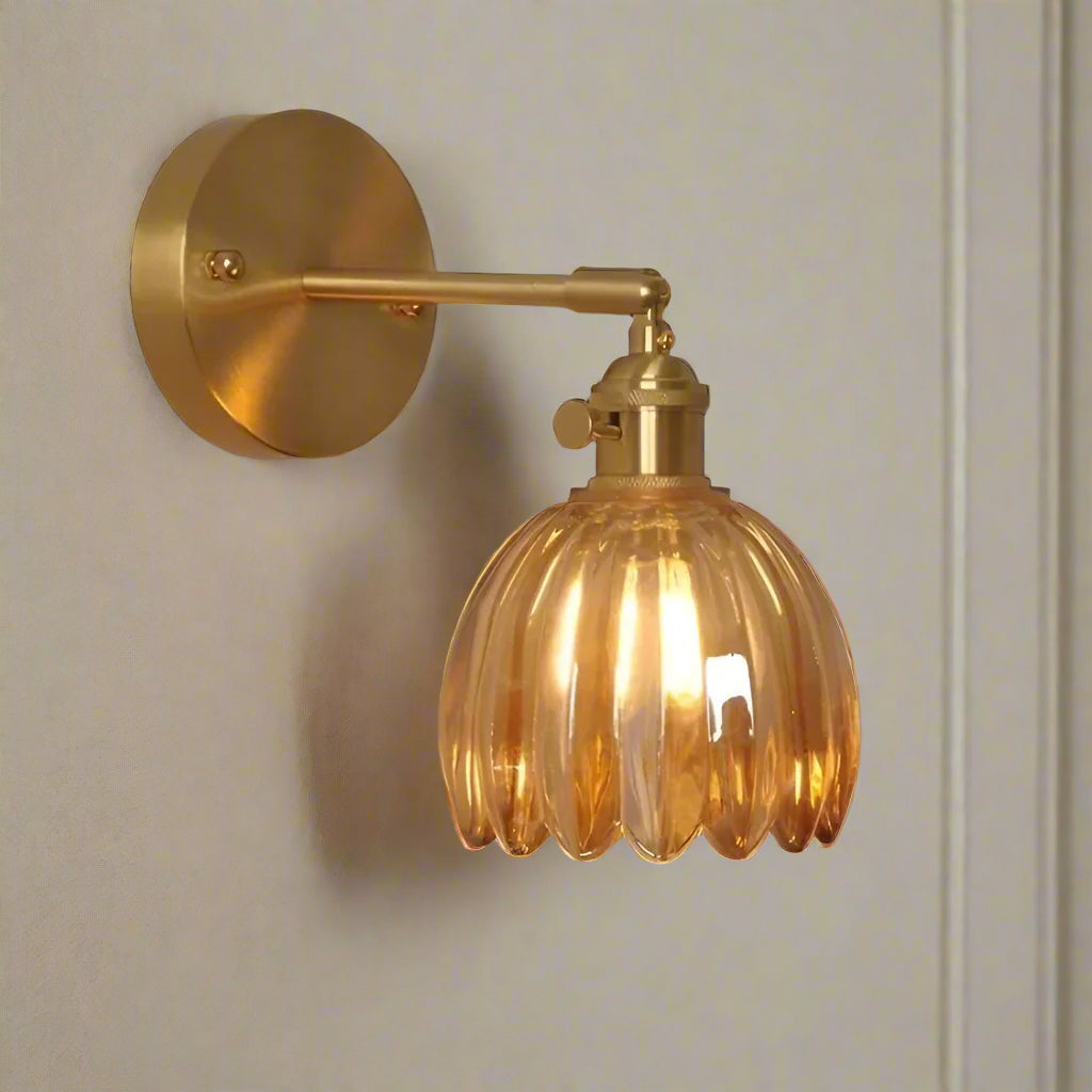 Vintage Glass Tulip Wall Sconce - Elegant Wall Light Fixture for Warm Ambient Lighting 1