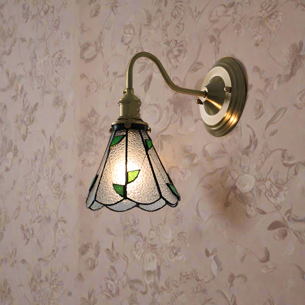 Vintage Glass Wall Light Fixture with Brass Accents – Elegant Indoor Wall Sconce for Cozy Ambiance 0