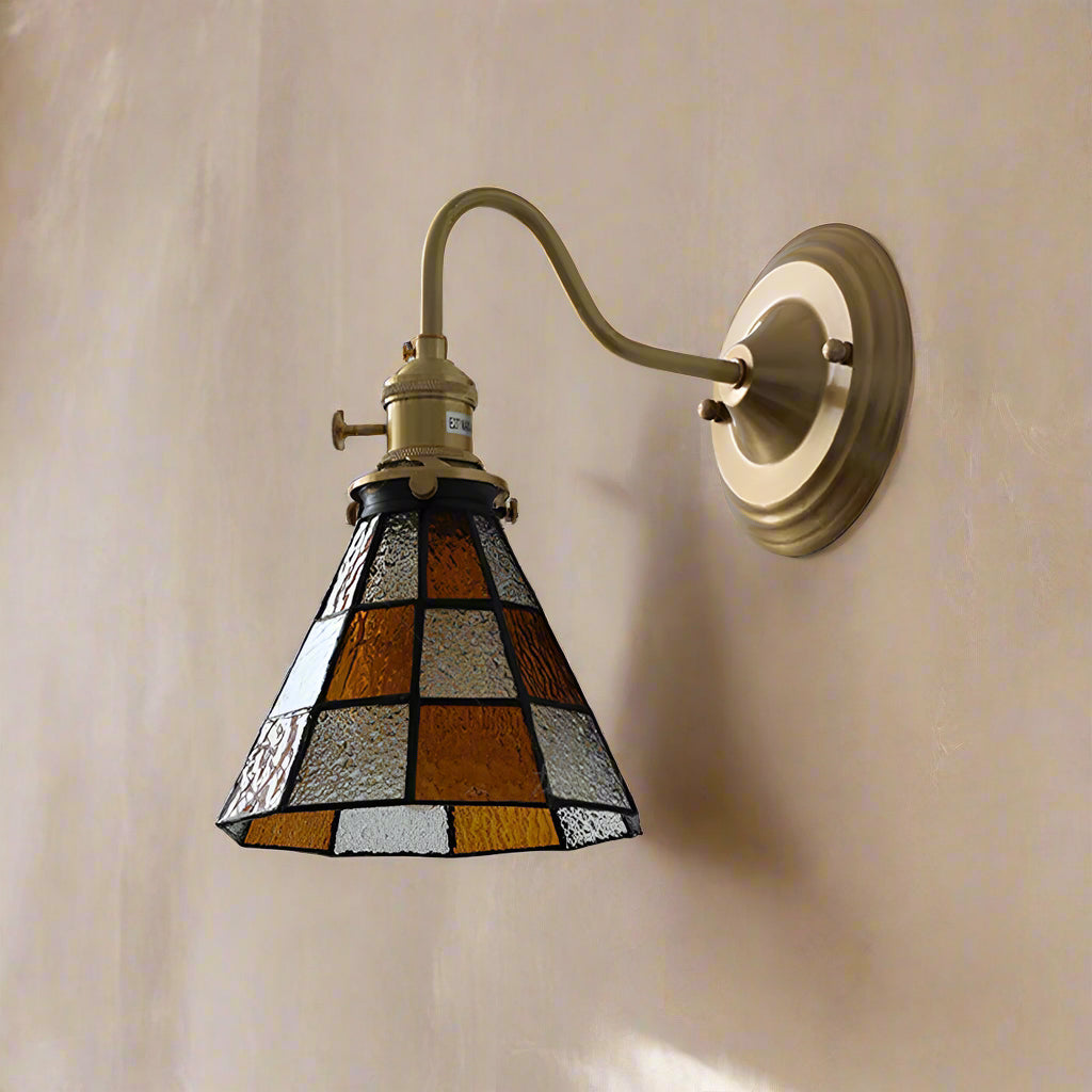 Vintage Glass Wall Light Fixture with Brass Accents – Elegant Indoor Wall Sconce for Cozy Ambiance 8