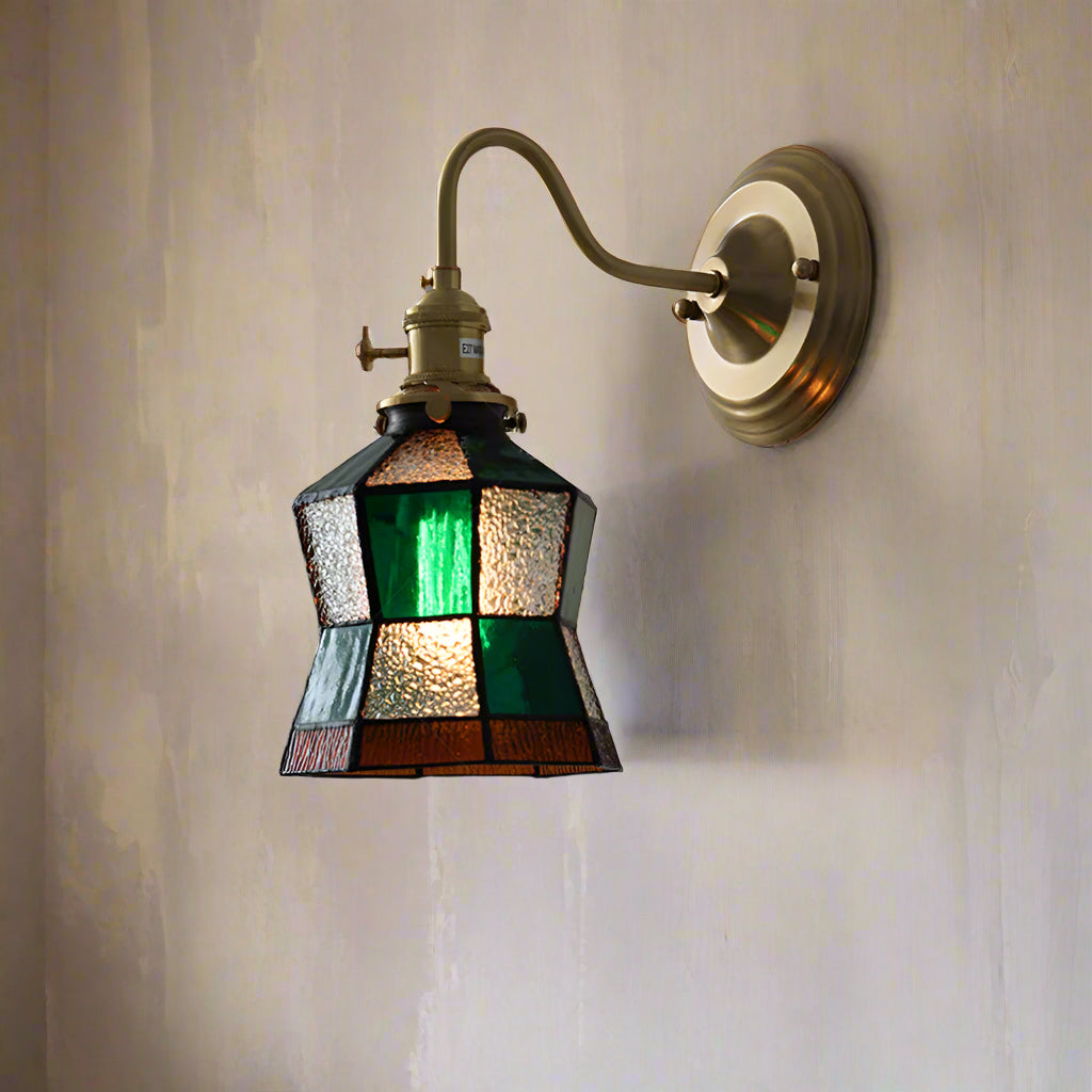 Vintage Glass Wall Light Fixture with Brass Accents – Elegant Indoor Wall Sconce for Cozy Ambiance 9