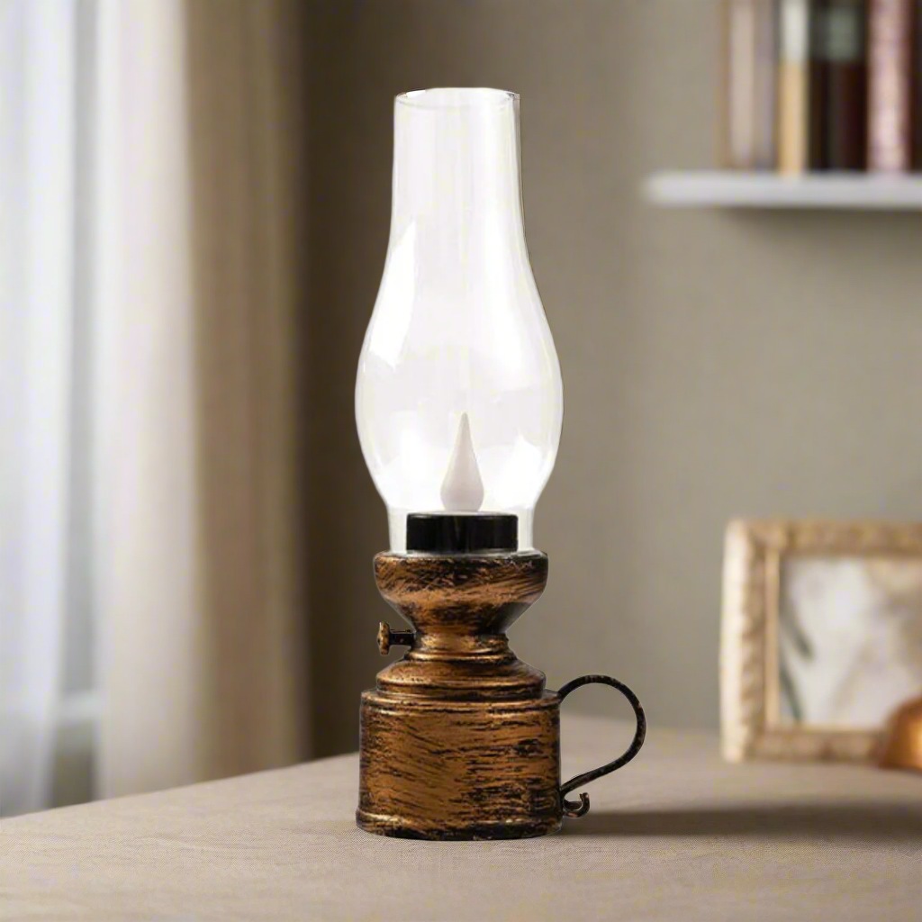 Vintage Lantern Style LED Table Lamp – Battery Operated with Flickering Effect for Cozy Ambiance 0