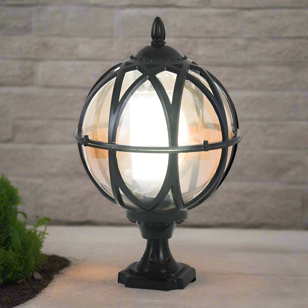 Weatherproof Outdoor Wall Light, Black Aluminium Lantern for Patios and Gardens, E27 Bulb Compatible 7