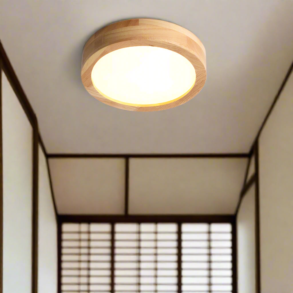 Wooden LED Flush Mount Ceiling Light Fixture – Elegant Design for Home Illumination 2