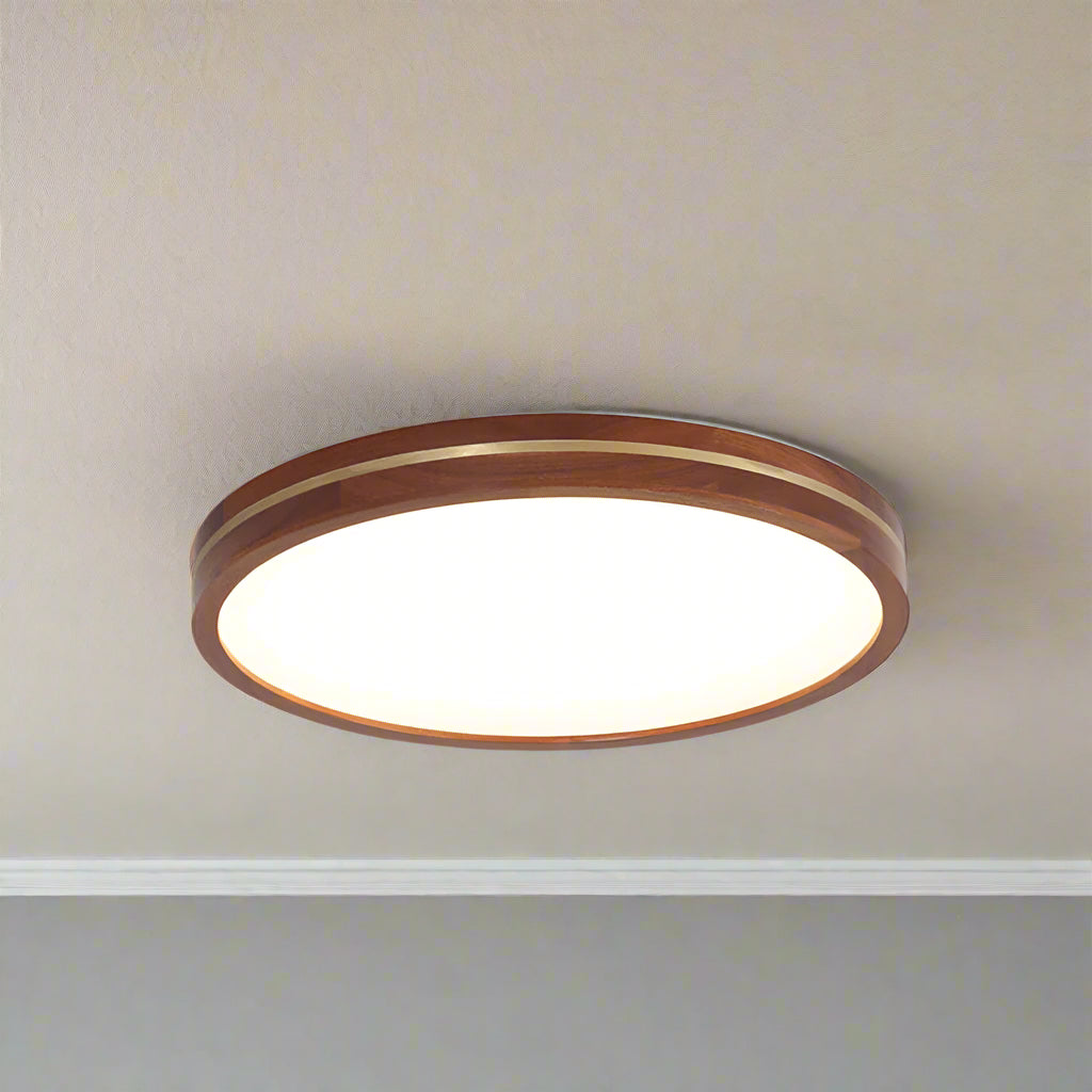 Wooden LED Flush Mount Ceiling Light Fixture with Dimmable Function – Modern Design for Home Decor 3