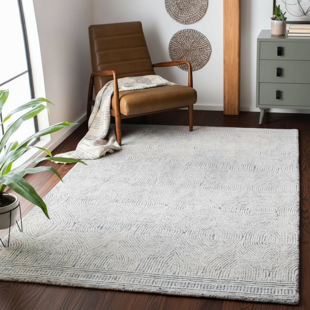 Modern Abstract Design Wool Tufted Rectangle Rug