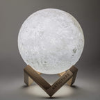 3D Moon Lamp with Wooden Base – Rechargeable Table Light with 6 Color Modes 0
