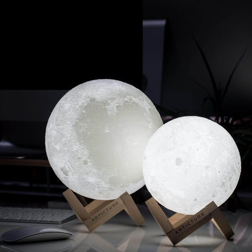 3D Moon Lamp with Wooden Base – Rechargeable Table Light with 6 Color Modes 1