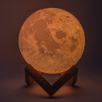 3D Moon Lamp with Wooden Base – Rechargeable Table Light with 6 Color Modes 8